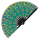 Peacock Print Pattern Bamboo Hand Fan