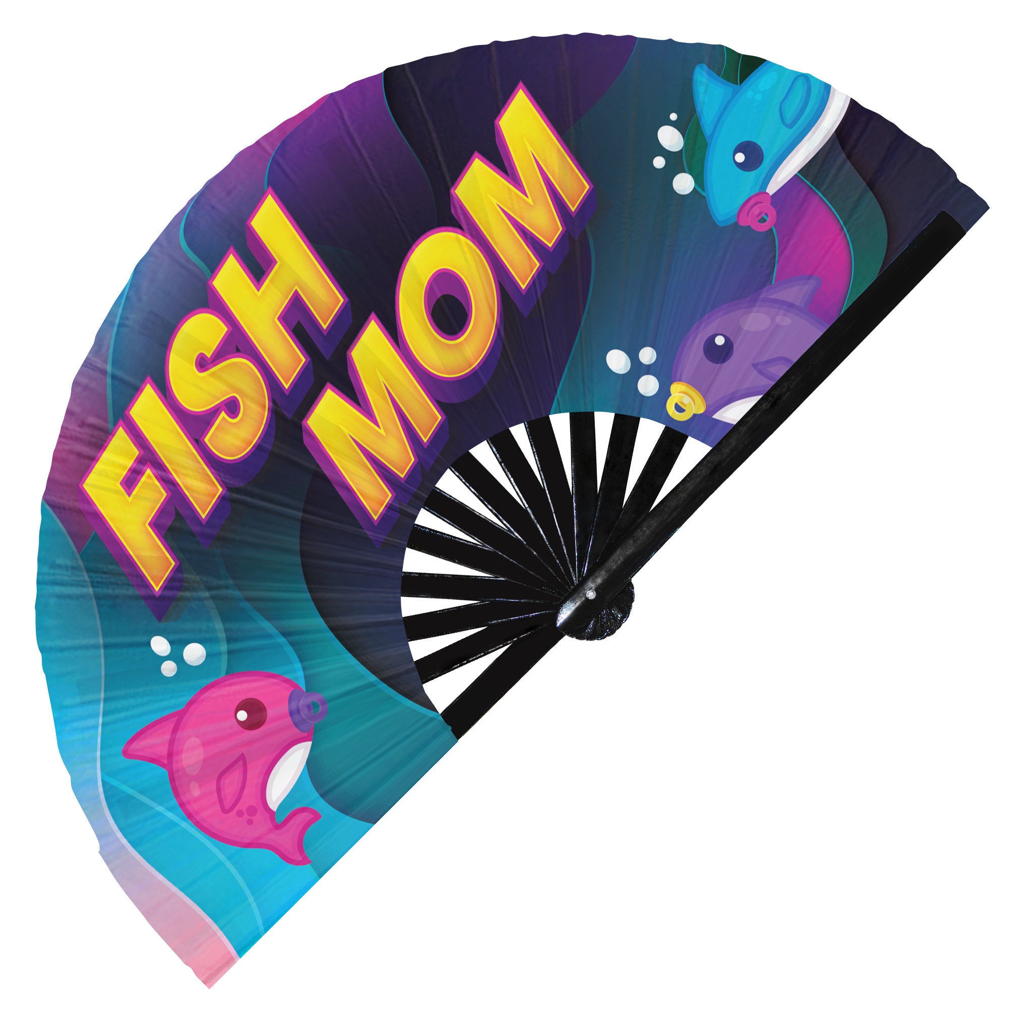 Fish Mom Bamboo Hand Fan
