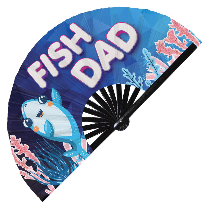 Fish Dad UV Glow Hand Fan Fish Dude Folding Hand Fan koi Daddy Handheld Fan Fish papa Fish Lovers Gift Fish pet Owners Gift