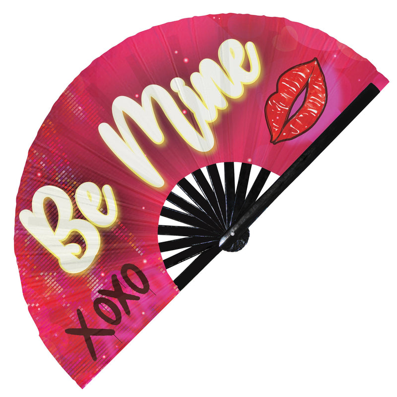 Be Mine Valentines UV Glow Hand Fan | Cupid Heart Folding Hand Fan Rose Handheld Fan Cupid Arrow Chinese Bamboo Hand Fan for Valentines Lovers