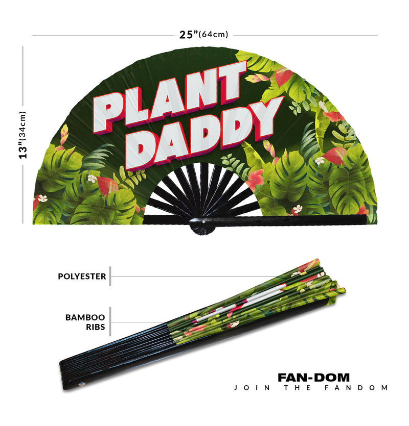 Plant Daddy UV Glow Hand Fan Plant dad Folding Hand Fan Plant papa Handheld Fan Botanist Gift Gardener Gift