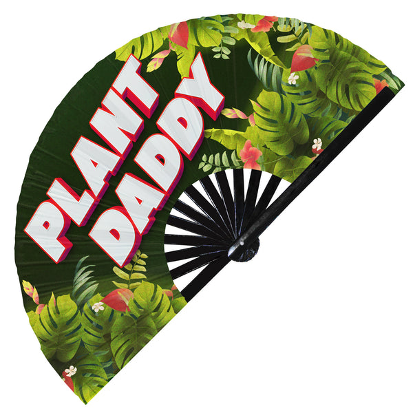 Plant Daddy UV Glow Hand Fan Plant dad folding hand fan plant papa handheld fan Botanist gift Gardener gift Snap clack fan