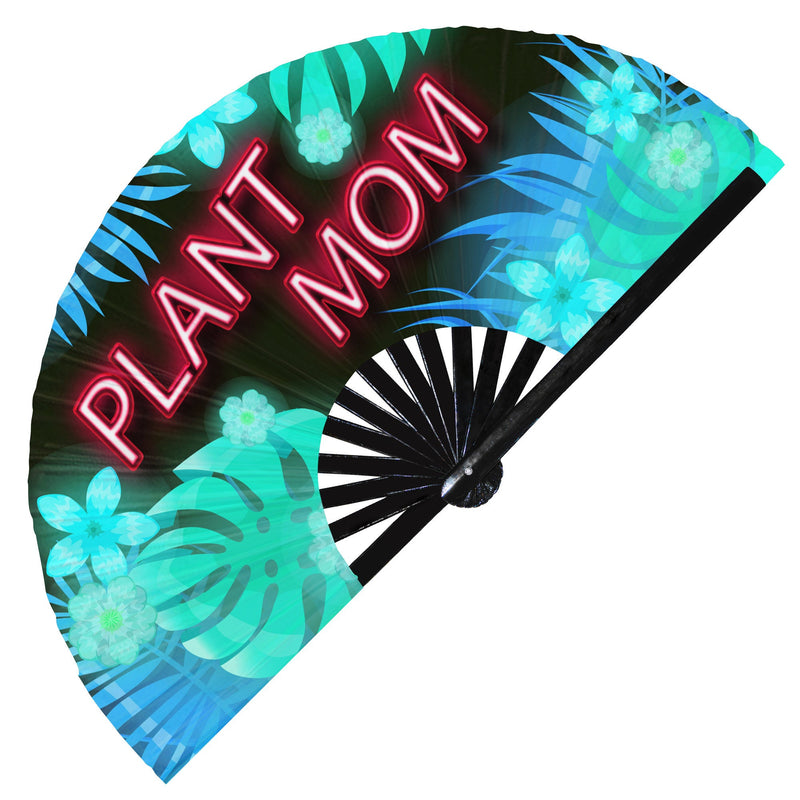 Plant Mom UV Glow Hand Fan Plant Lady Folding Hand Fan Plant Mommy Handheld Fan Plant Mama Botanist Gift Gardener Gift