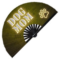 Dog Mom UV Glow Handheld Fan | Dog Mommy Fan Dog Mama Foldable Bamboo Hand Fan for Men and Women Butterfly Wing Art Chinese Bamboo Fan for Dog Lovers and Dog Owners