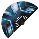 Cyberpunk Bamboo Hand Fan