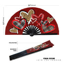 Valentines Leopard Heart Bamboo Hand Fan