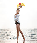 Valentines Leopard Heart Bamboo Hand Fan