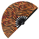 Tiger Print Pattern Bamboo Hand Fan