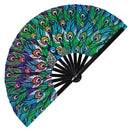 Peacock Print Pattern Bamboo Hand Fan