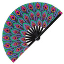Peacock Print Pattern Bamboo Hand Fan