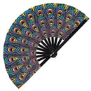 Peacock Print Pattern Bamboo Hand Fan