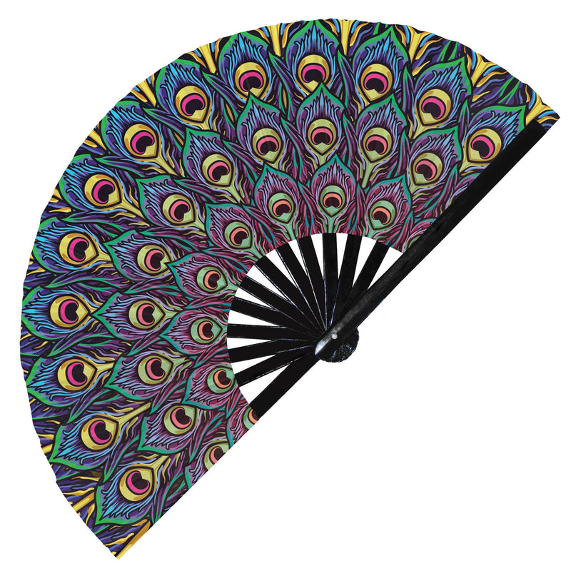 12 PCs Vintage Style Fabric & Plastic Folding Hand Fans - Dragon, Phoenix, Peacock