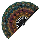 Peacock Print Pattern Bamboo Hand Fan