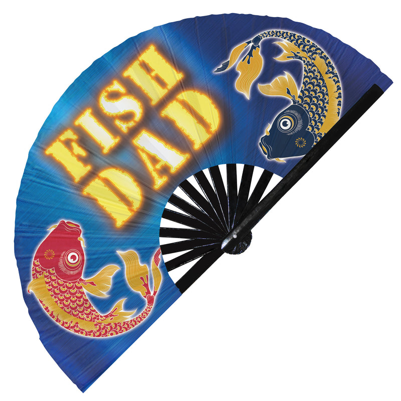 Fish Dad UV Glow Hand Fan Fish Dude Folding Hand Fan koi Daddy Handheld Fan Fish papa Fish Lovers Gift Fish pet Owners Gift