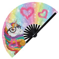 Unicorn Hand Fan UV Glow Girl Gifts Folding Hand Fan Unicorn Rainbow Handheld Fan Girly Unicorn Chinese Bamboo Hand Fan Gifts for Girls Party Rave Circuit Events and Festivals