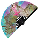 Flower Woman UV Glow Hand Fan Flower Girl Folding Hand Fan Flower Illustration Handheld Fan Flower Drawing Chinese Bamboo Hand Fan for Flower Lovers