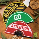 Road Signs UV Glow Handheld Fan Stop Sign Fan, Go, Caution, Warning, Attention Foldable Bamboo Hand Fan for Men and Women Chinese Bamboo Fan for Parties, Raves and Events