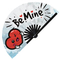 Be Mine Valentines UV Glow Hand Fan | Cupid Heart Folding Hand Fan Rose Handheld Fan Cupid Arrow Chinese Bamboo Hand Fan for Valentines Lovers