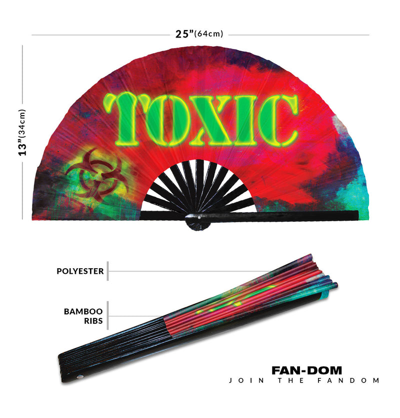 Toxic UV Glow Hand Fan toxic poison folding hand fan danger venom handheld fan girly green toxin bamboo hand fan for raves party circuit and events