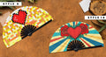 Valentines Leopard Heart UV Glow Hand Fan | Heart Checkered Glitter Folding Hand Fan Danger Pixel Vintage Heart Handheld Fan Heart Paint Bamboo Hand Fan for Raves and Events
