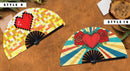 Valentines Leopard Heart Bamboo Hand Fan