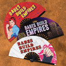 Babes Build Empire UV Glow Hand Fan Women's Day RBG Woman Power Folding Hand Fan Feminist Pink Handheld Fan Female Symbol Bamboo Hand Fan for Gender Equality | International Women's Day