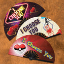 I Choose You UV Glow Hand Fan Valentines Day Folding Hand Heart Handheld Bamboo Hand Fan Gift for Valentines Day