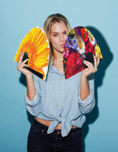 Easter Spring Flower Bamboo Hand Fan