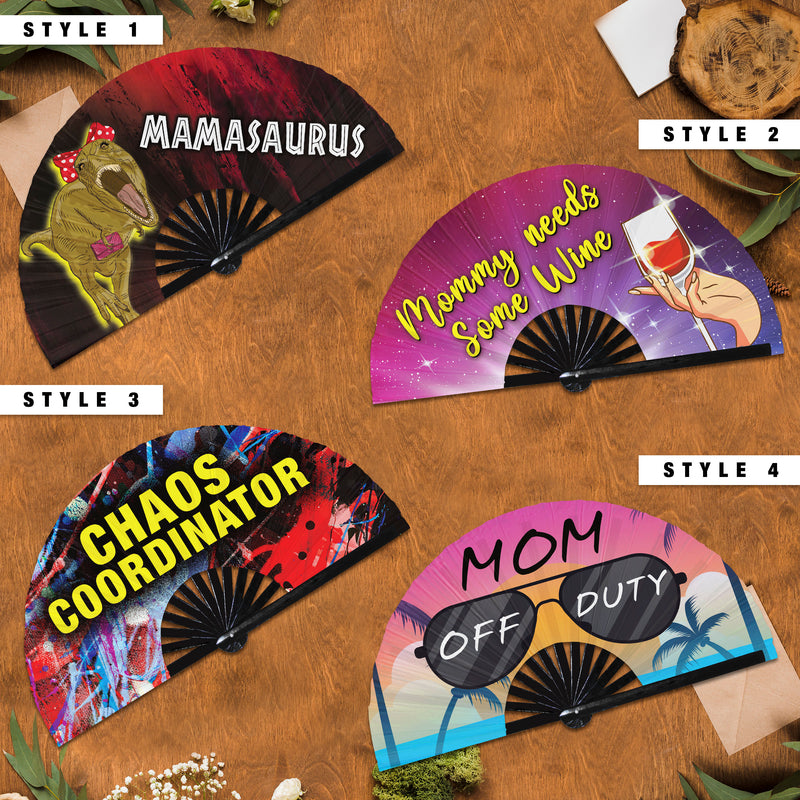 Mothers day gift folding fan - Unique gifts for mom | Folding Fan Unique Gifts for mom Hand Fan for Mothers Day Mama Needs Sleep Favorite Child Gift Mamasaurus Gift Foldable Fan