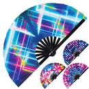 Rave Lights Hand Fan - Fluorescent Rave Accessories  Outfit Folding Fan Rave Wear Fan Gears Fluorescent EDM Large Fan Party Circuit Festival Events Fan