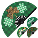 St Patricks Day Fan UV Glow Hand Fan Saint Patricks Day Gnome Wreath Decoration Hand Fan St Patricks Day Fan Decorations