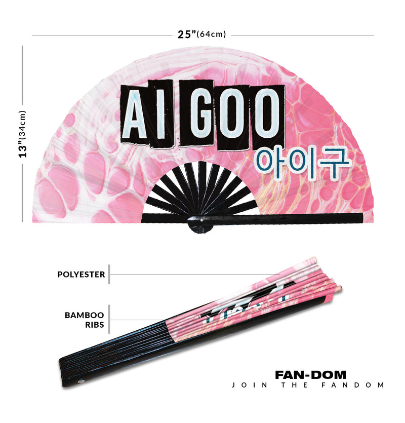 Popular Korean Words Fan - Annyeonghaseyo Saranghae Daebak Ya Chet Aigoo Aegyo Gomawo Oppa Assa Fan UV Glow Foldable Handheld Fan
