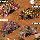 Mandala Dot Bamboo Hand Fan