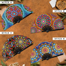 Mandala Dot Bamboo Hand Fan