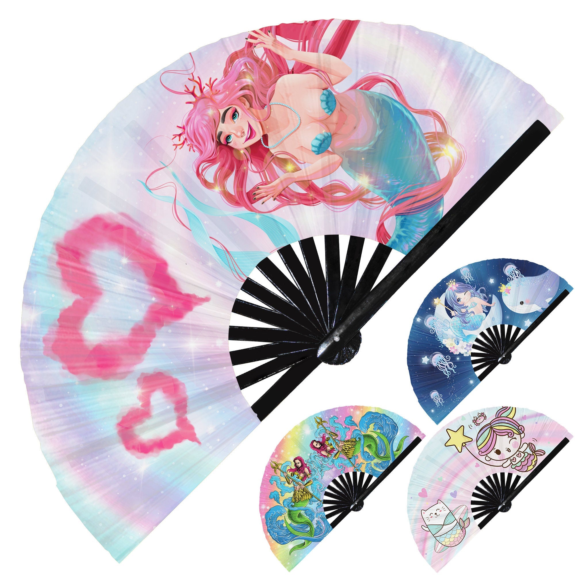 Mermaid Cute Bamboo Hand Fan