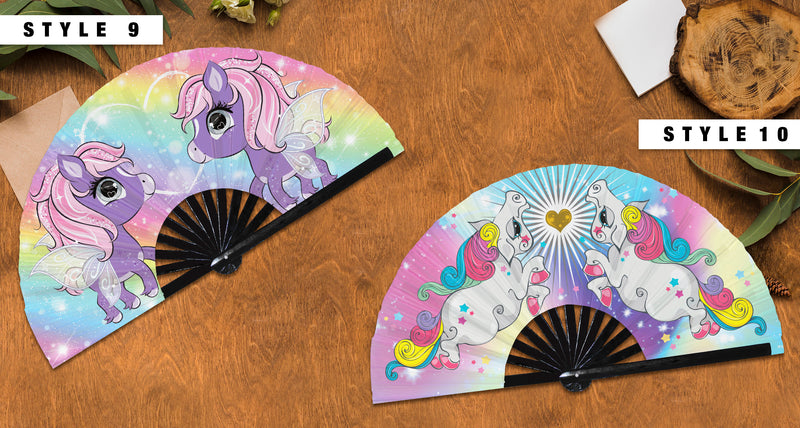 Pony Hand Fan - My Little Pony Ponies Real Littles Decorations Cute Pony Toys for Girls Fan UV Glow Foldable Handheld Fan