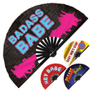 BAE Please Baby? Yes Babe Baby Don't Stop Hey Babe Boss Babe Your Loss Babe Badass Babe Bad Girl Fan UV Glow Foldable Handheld Fan