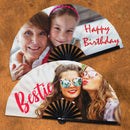 Custom Hand fan UV glow | Bulk handheld bamboo fans for events - wedding fans, festival, rave circuit and party personalized customized foldable fan