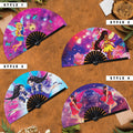 Fairy Lights Fan - Fairy Garden Faries Decorations Cute Colorful Flower Gifts Fairy Toy for Girls Fan UV Glow Foldable Handheld Rave Party Circuit Event Festival Fan