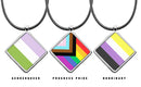 Pride Flags Pendant necklace Diamond shape charm Transgender Bisexual Lesbian Polysexual Asexual Pansexual Flags