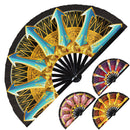 Female Ninja Hand Fan Outfit Folding Fan UV Glow Giesha Cosplay Weapon Bladed Fan Assassin Costume Weapon War Fans Cosplay Halloween Costume