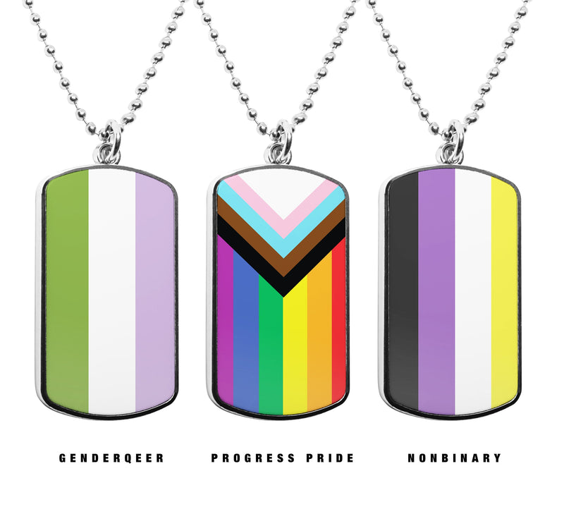 Pride Flags dog tag necklace Transgender Bisexual Lesbian Polysexual Asexual Demisexual Pansexual Flags dog tag