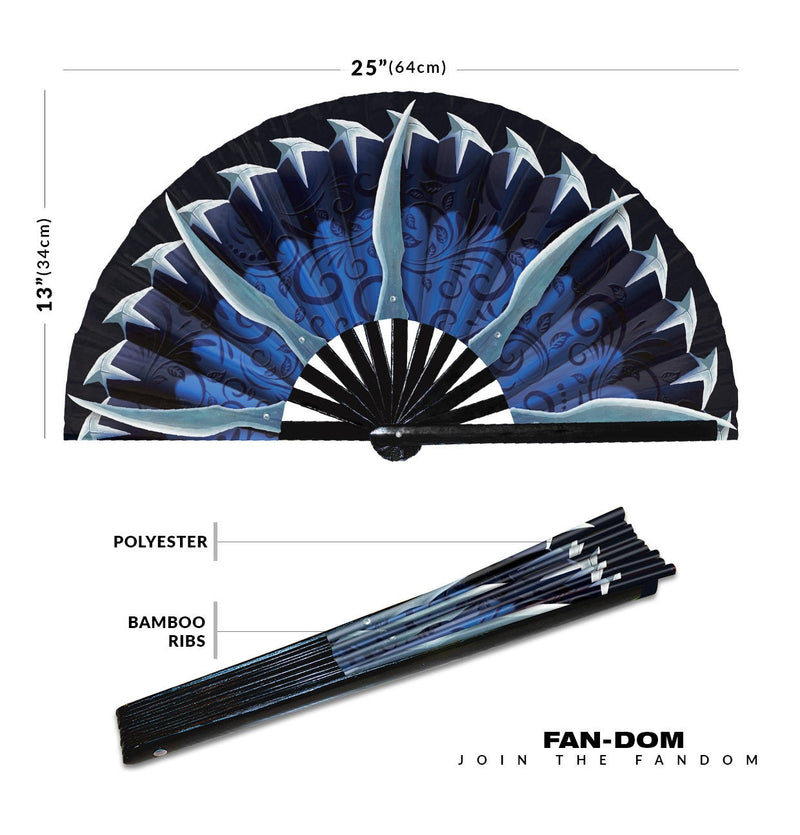 Female Ninja Fan Folding Fan Fluorescent Hand Fan Cosplay Outfit Halloween Blades Fan Bamboo Fan