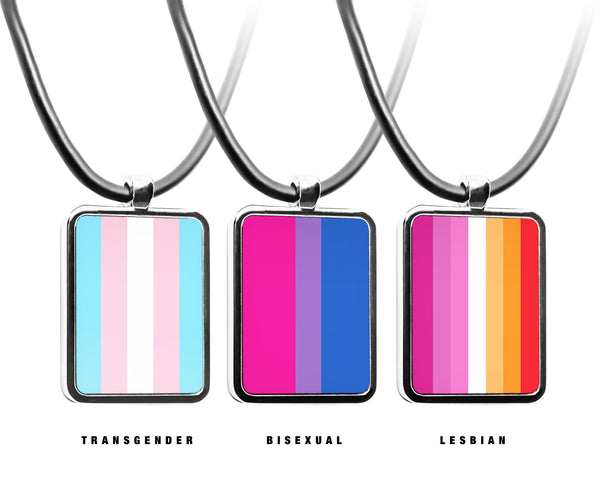 Pride Flags Pendant necklace Rectangle charm Transgender Bisexual Lesbian Polysexual Asexual Pansexual Flags