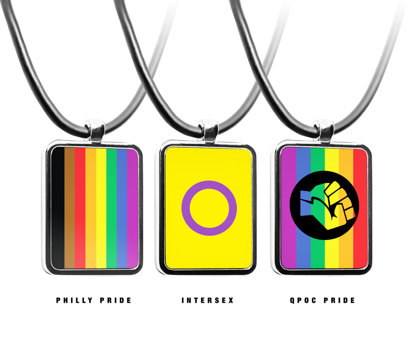 Pride Flags Pendant necklace Rectangle charm Transgender Bisexual Lesbian Polysexual Asexual Pansexual Flags