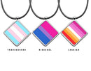 Pride Flags Pendant necklace Diamond shape charm Transgender Bisexual Lesbian Polysexual Asexual Pansexual Flags