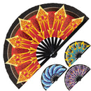 Female Ninja Hand Fan Outfit Folding Fan UV Glow Giesha Cosplay Weapon Bladed Fan Assassin Costume Weapon War Fans Cosplay Halloween Costume