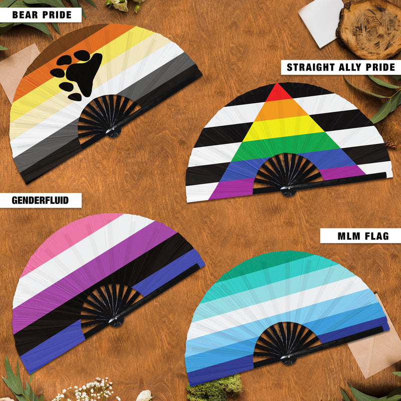bear pride flag, straight ally pride flag, genderfluid genderflux flag, mlm flag