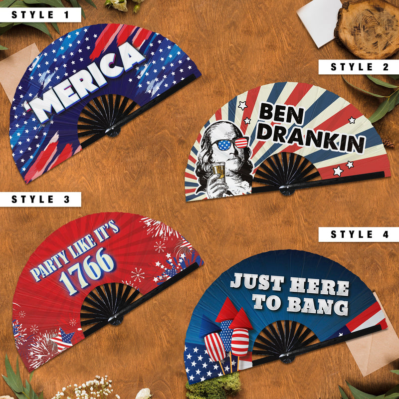 Hand Fan 4th July USA | Americana American Patriotic Pride Gifts Funny 4th of July Folding Fans