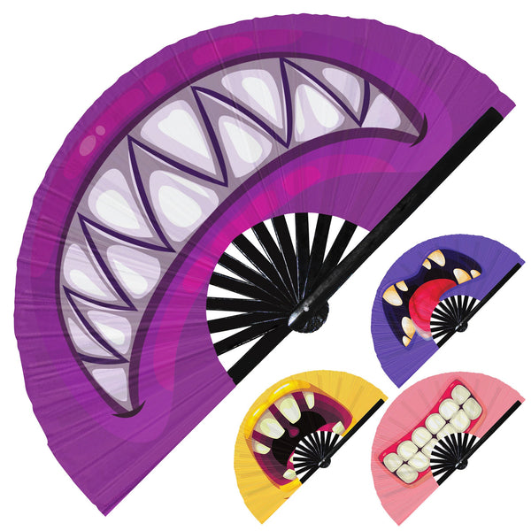funny unique halloween costume outfit halloween ideas monster costume monster mouth weird halloween cosplay monster teeth trick or treat large hand fan edm fans festival accessories festival outfit